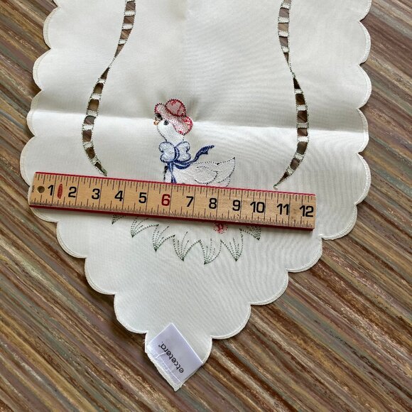 Mother Goose Embroidered Table Runner Easter Egg Springtime Scallop Edge 14.5x68 - Picture 5 of 7